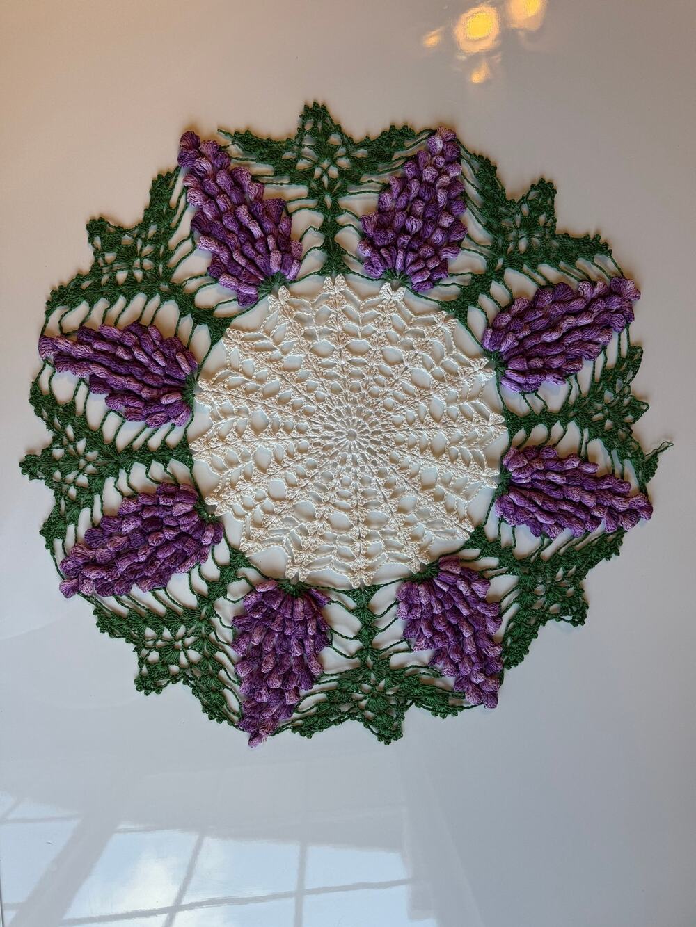 VINTAGE HANDMADE Lace lilac centerpiece cottagecore cabincore doily